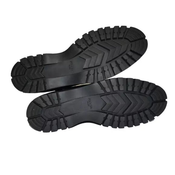 $900 PRADA Leather MOTO BROGUE Wing-Tip Chelsea Boots PLATFORM BLACK 41 (SE29) - Picture 8 of 8